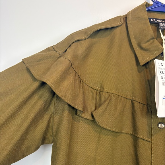 H&M TRF Khaki Ruffle Utility Jacket - Picture 7 of 15